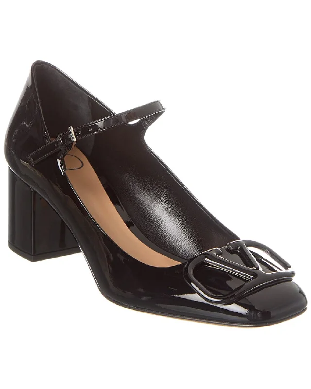 Women's evening gala stiletto heel pumps in a long - lasting colorValentino VLogo 60 Patent Pump