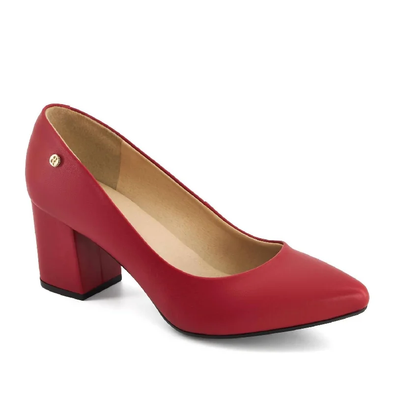 Women's cocktail party stiletto heel pumps with a unique patternWomen's Block Heel Pumps In Red