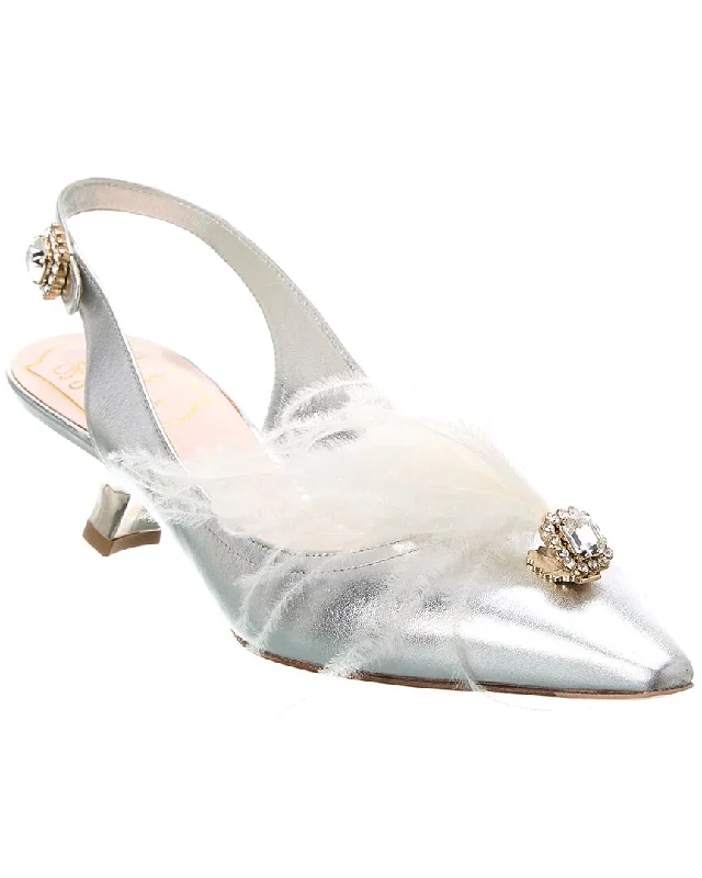 Women's lavender stiletto heel pumps for a delicate styleRoger Vivier Leather Slingback Pump