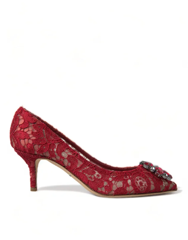 Women's arch - support stiletto heel pumps for better comfortDolce & Gabbana Radiant  Lace Heels with Women's Crystals