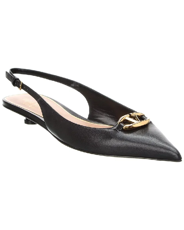 Women's lavender stiletto heel pumps for a delicate styleValentino VLogo Signature Leather Slingback Pump