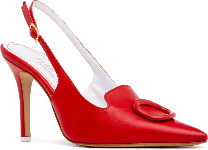 Women's wedding stiletto heel pumps with a pearl - encrusted strapWomen's Ada Slingback Heels In Red