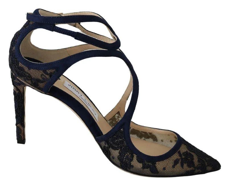 Women's stretchy stiletto heel pumps for easy on and offJimmy Choo Navy Lancer Leather Pumps Elegance Women's Unleashed