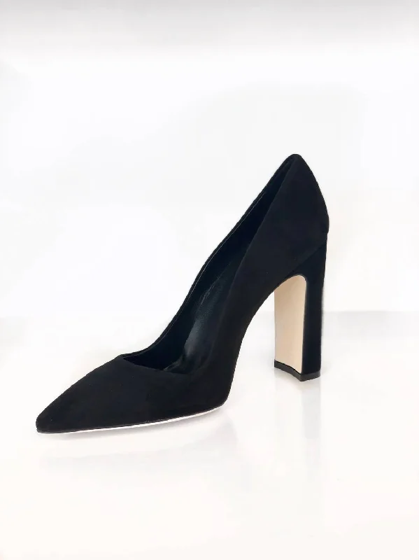 Women's bronze stiletto heel pumps for a warm and metallic lookParker Pointed Toe Pump In Black Suede