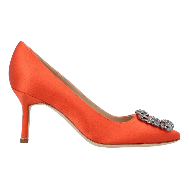 Women's satin - lined stiletto heel pumps for extra comfortManolo Blahnik Hangisi 070 Pump Orange