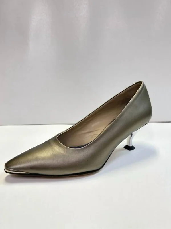 Women's platform stiletto heel pumps with a chunky soleDuccio Pumps In Pewter