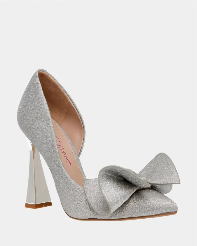 Women's pointed - toe slingback stiletto heel pumps in a peep - toe designNobble Metallic Pumps In Silver