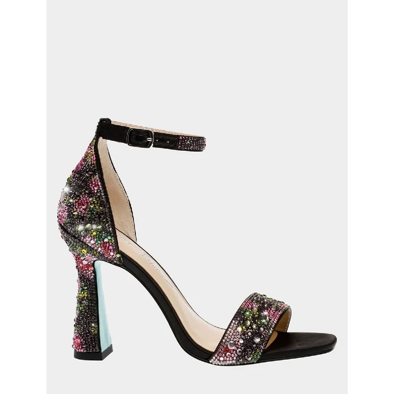 Women's faux suede stiletto heel pumps for a budget - friendly optionDani Black/pink Floral