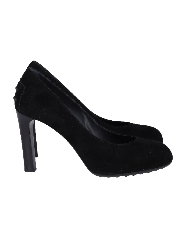 Women's ruffled stiletto heel pumps for a romantic styleTod's Pumps with Rubber Pebbles in Black Suede