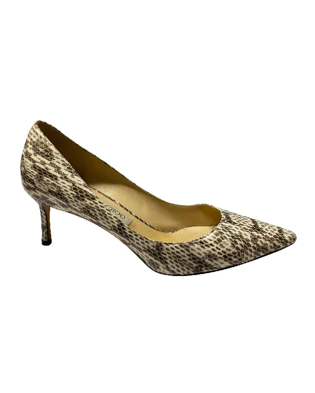 Women's snakeskin - embossed stiletto heel pumps for a bold statementJimmy Choo Romy Heels in Multicolor Snakeskin