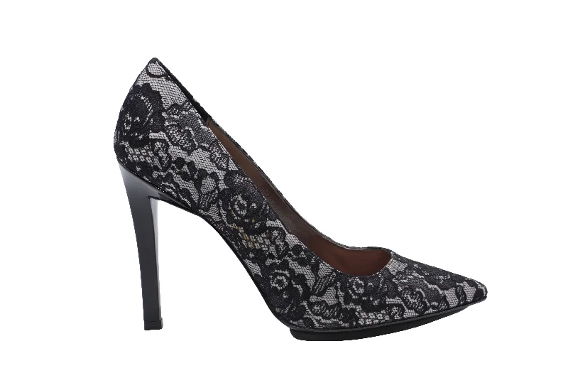 Women's wide - width stiletto heel pumps for a comfortable fitStella McCartney 100mm Lace Pumps in Black Leather