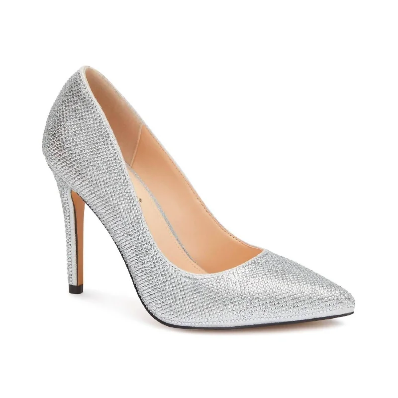 Women's charcoal gray stiletto heel pumps for a neutral yet stylish optionWomen's High Heels With Rhinestones In Silver