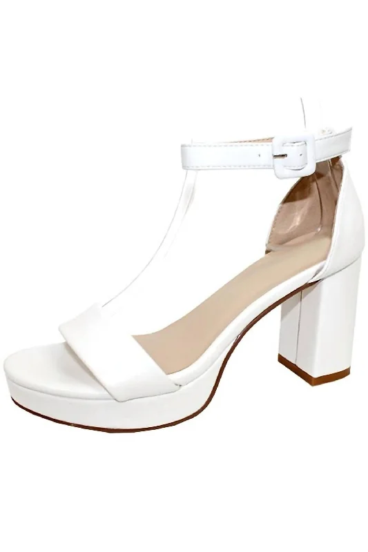 Women's padded - insole stiletto heel pumps for added comfortWomen's Buckle Heel In White