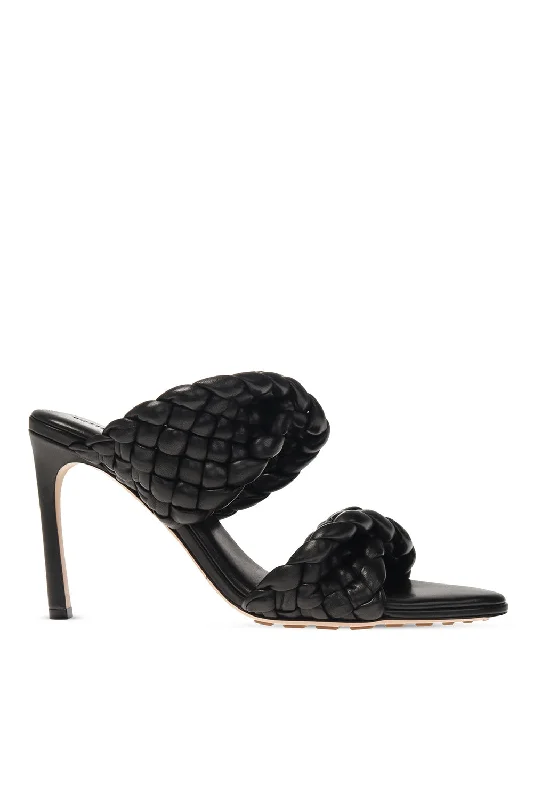 Women's mule - style stiletto heel pumps with a bow accentBottega Veneta New Women's Shoes Intreccio Twist Weave In Black