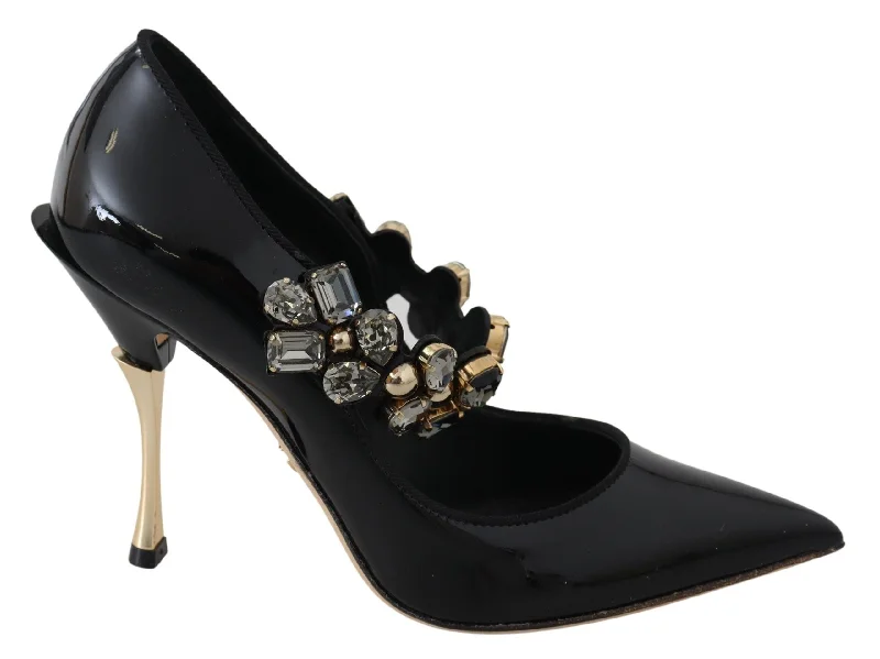 Women's snakeskin - embossed stiletto heel pumps for a bold statementDolce & Gabbana Elegant  Leather Crystal Women's Pumps