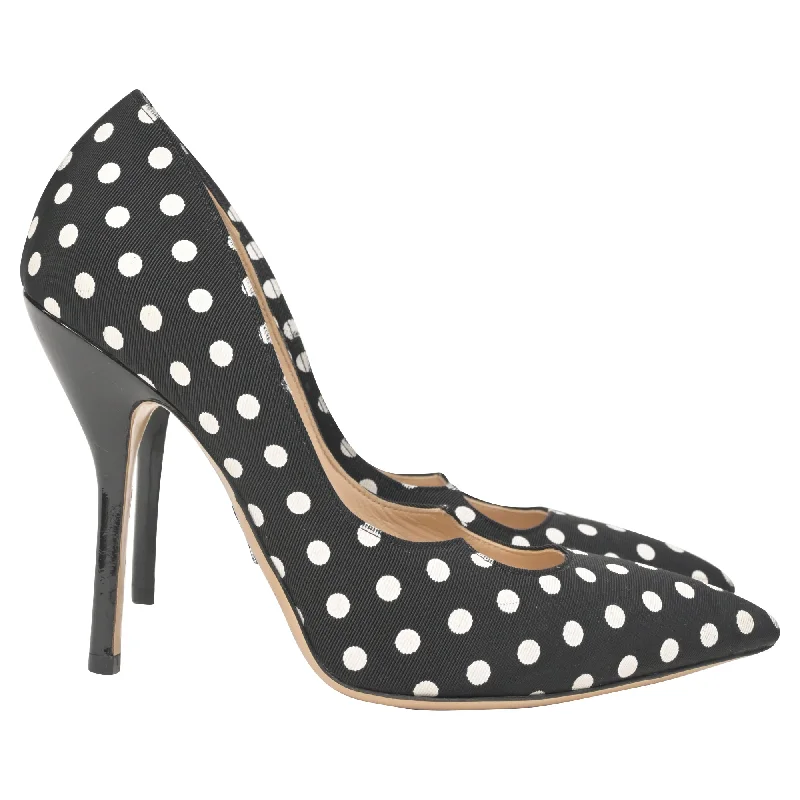 Women's velvet - covered stiletto heel pumps for a luxurious lookPaul Andrew Polka Dot Pumps in Black Cotton