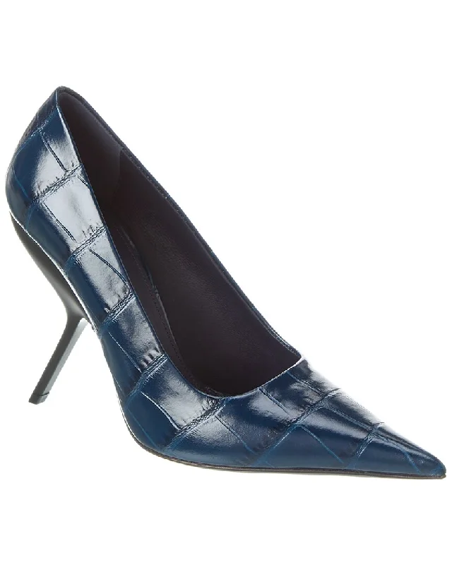 Women's prom stiletto heel pumps in a shimmery fabricFerragamo Eva Croc-Embossed Leather Pump