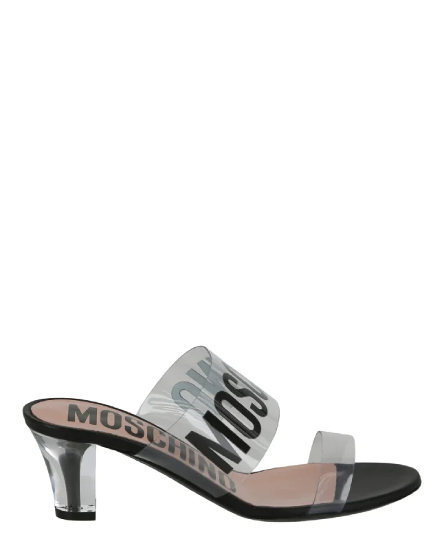 Women's snakeskin - embossed stiletto heel pumps for a bold statementLogo Transparent Heel Sandals