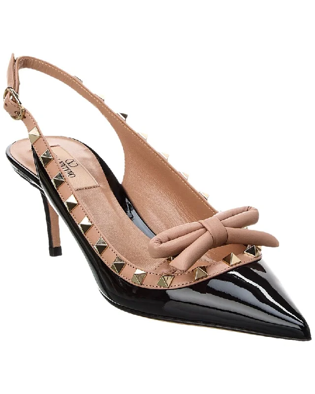 Women's peach stiletto heel pumps for a soft and feminine appealValentino Rockstud 60 Patent Slingback Pump