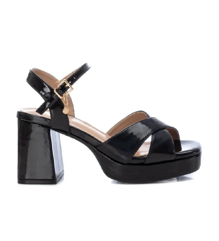 Women's stretchy stiletto heel pumps for easy on and offWomen's Heeled Platform Sandals In Black