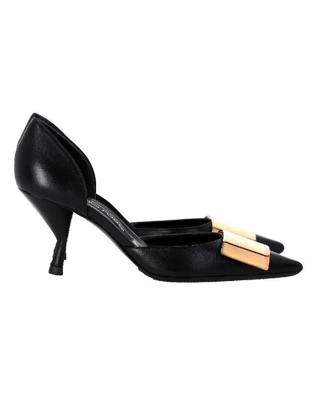 Women's patent leather stiletto heel pumps with a high - shine finishSergio Rossi Miroir Pumps in Black Leather