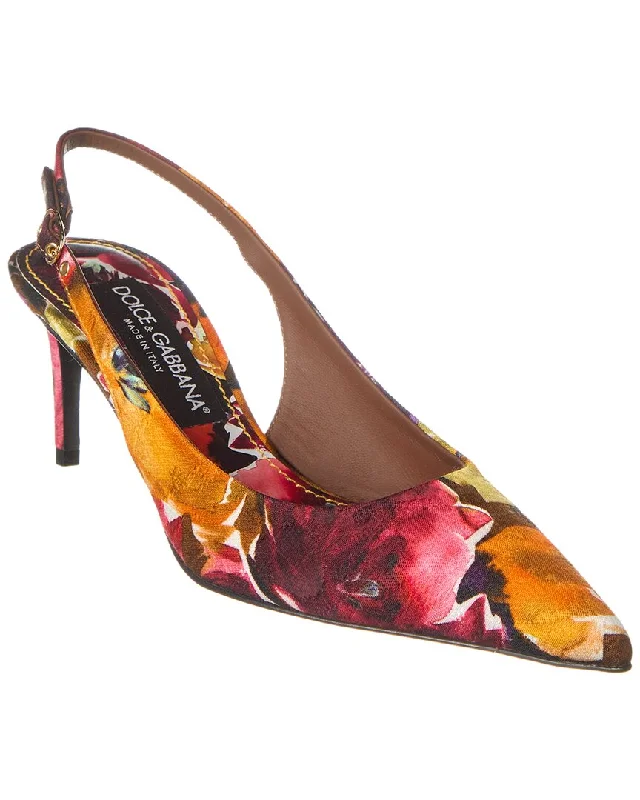 Women's cocktail party stiletto heel pumps with a unique patternDolce & Gabbana Brocade Slingback Pump