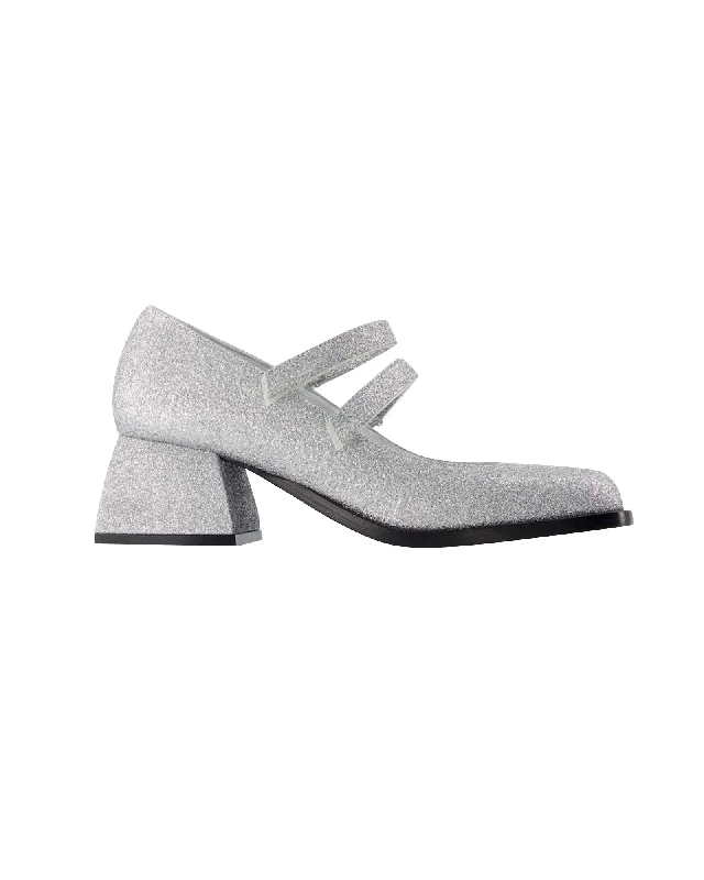 Women's non - slip stiletto heel pumps for safety on slippery floorsBulla Bacara Pumps - Nodaleto - Silver Glitter - Leather