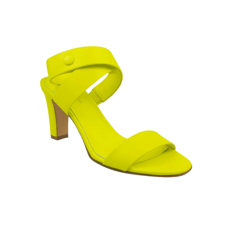 Women's ankle - strap stiletto heel pumps with a cut - out detailNeon Yellow Twist Strap Heels