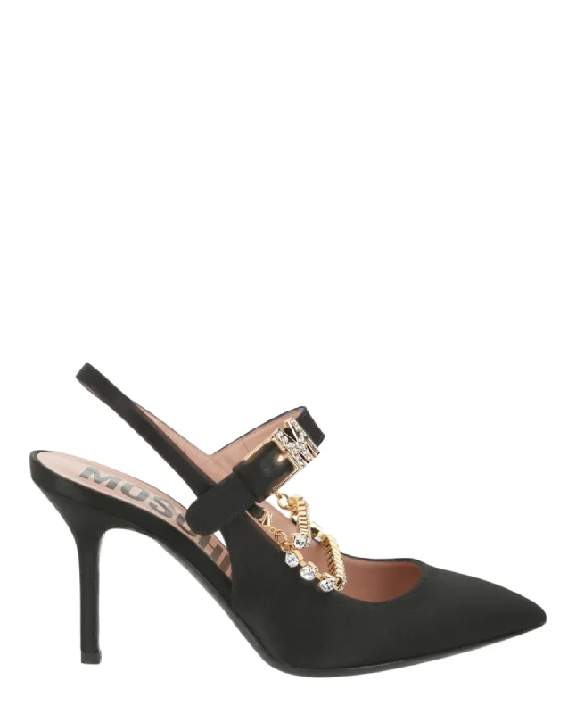 Women's genuine leather stiletto heel pumps with a soft finishRhinestone-Embellished Pumps