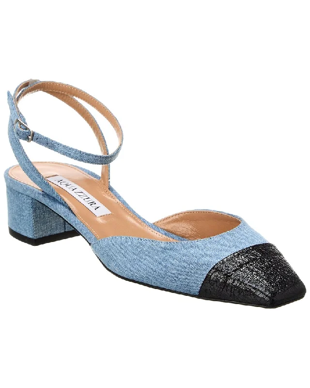 Women's brocade stiletto heel pumps with a vintage feelAquazzura French Flirt 95 Denim & Leather Pump