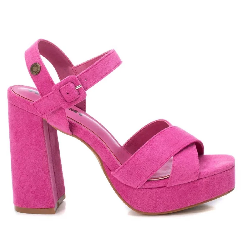 Women's business meeting stiletto heel pumps with a professional lookSuede Dressy Sandals In Fuchsia