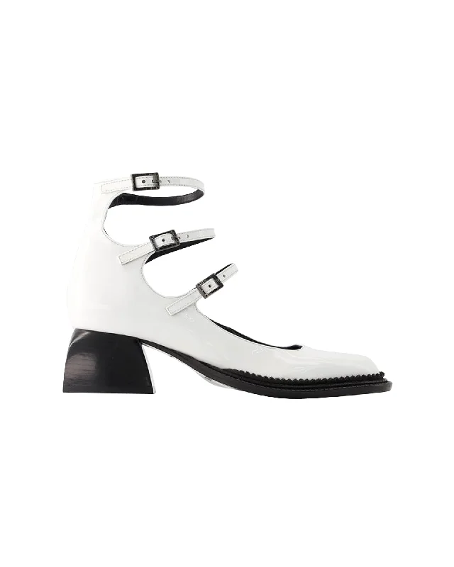 Women's mesh - paneled stiletto heel pumps for breathabilityBulla London Pumps - Nodaleto - Leather - White