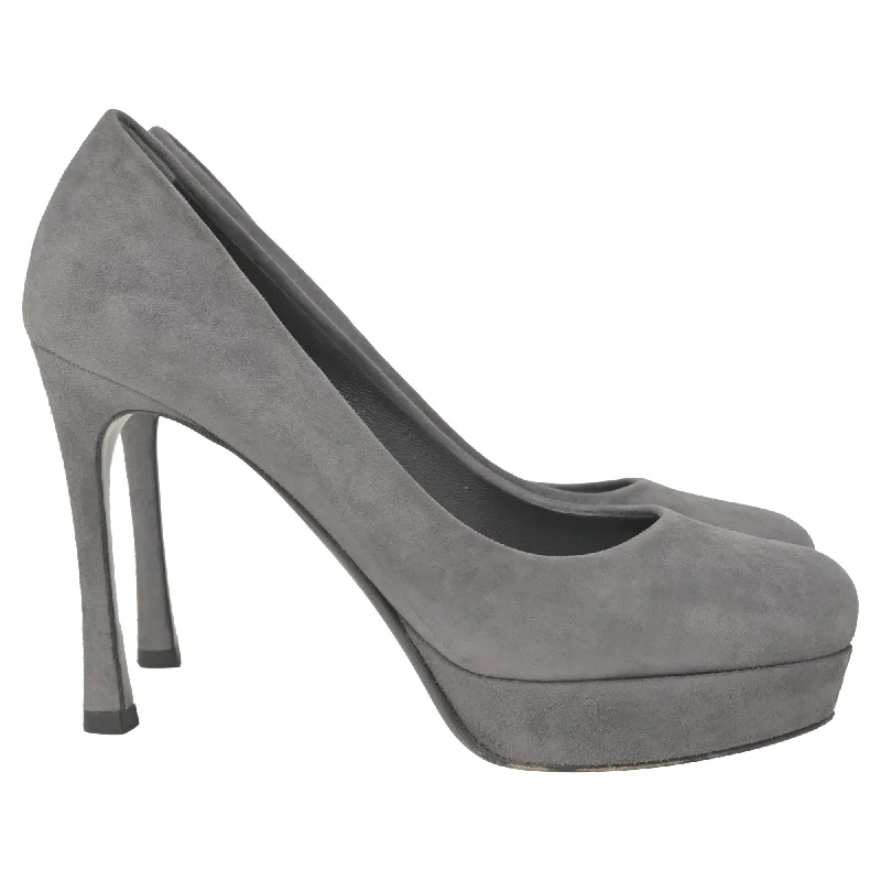 Women's satin - lined stiletto heel pumps for extra comfortSaint Laurent Gisele Platform Pumps in Grey Suede