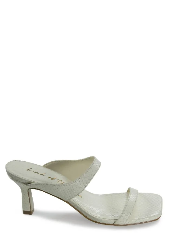 Women's tassel - adorned stiletto heel pumps for a bohemian touchBrandy Leather Heeled Sandal In White