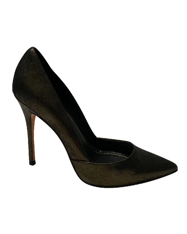 Women's ankle - strap stiletto heel pumps with a cut - out detailJean-Michel Cazabat Emma Pumps in Black Leather