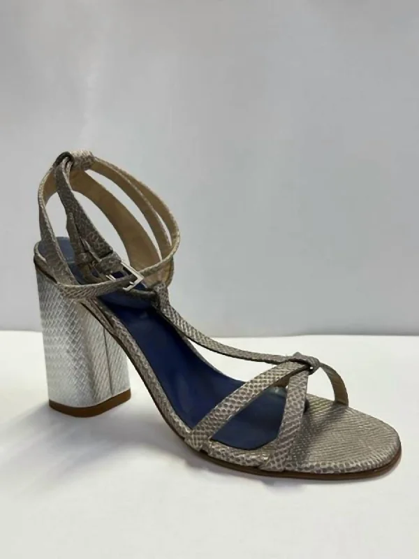 Women's cork - sole stiletto heel pumps for a natural touchLavagna T-Strap Heels In Rame/grigio