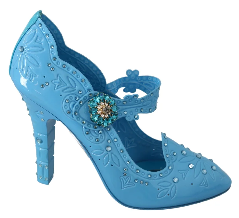 Women's teal stiletto heel pumps for a unique and modern lookDolce & Gabbana Enchanting Crystal Cinderella Women's Pumps