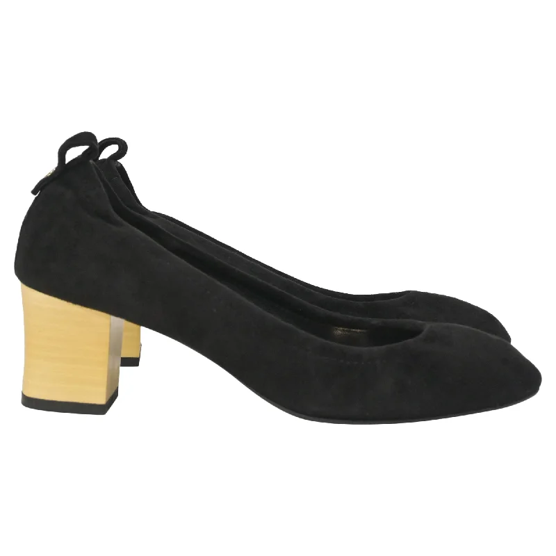 Women's mule - style stiletto heel pumps with a bow accentLanvin Cube-Heel Pumps in Black Suede