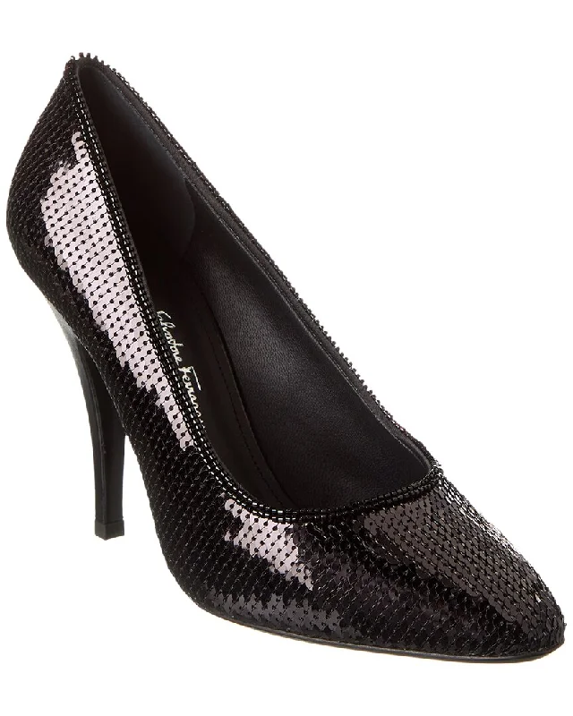 Women's teal stiletto heel pumps for a unique and modern lookFerragamo Judy Sequin Pump