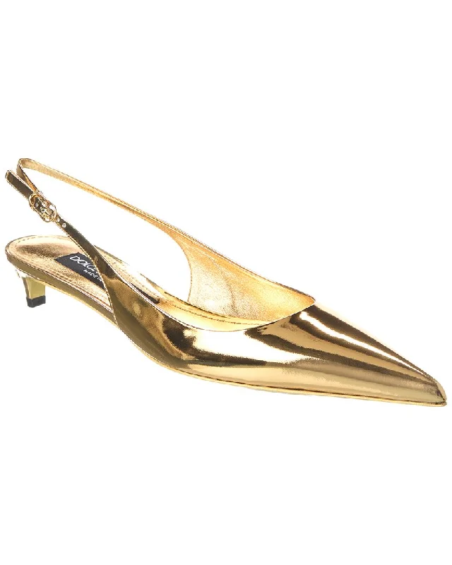 Women's padded - insole stiletto heel pumps for added comfortDolce & Gabbana Leather Slingback Pump