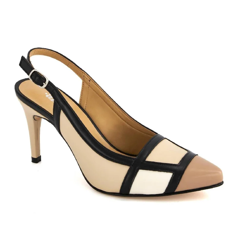 Women's evening gala stiletto heel pumps in a long - lasting colorWomen's Slingback Heels Pumps Shoes In Beige