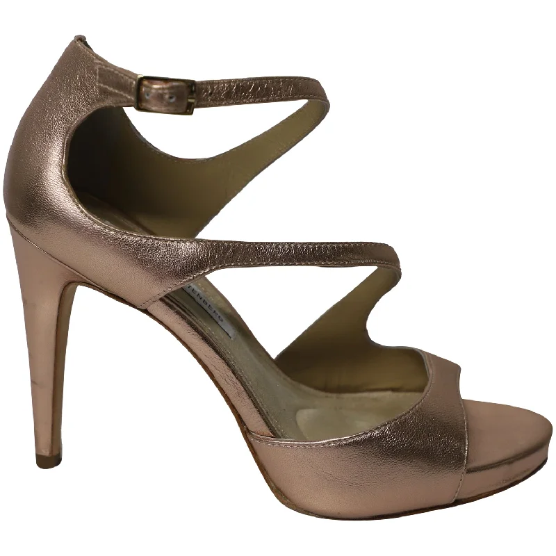 Women's hot pink stiletto heel pumps for a fun night outDiane Von Furstenberg Jujette  Heels in Metallic Rosegold Leather