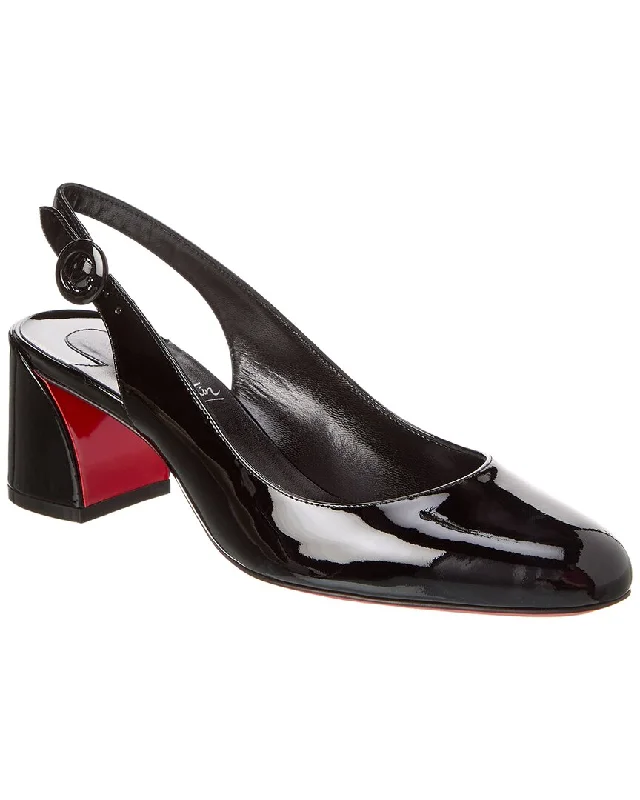 Women's pointed - toe slingback stiletto heel pumps in a peep - toe designChristian Louboutin So Jane 55 Slingback Patent Pump