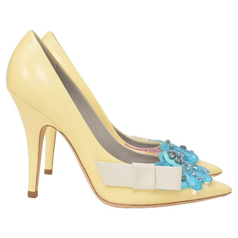 Women's microfiber stiletto heel pumps with moisture - wicking propertiesLouis Vuitton Crystal Embellished Pumps in Yellow Leather