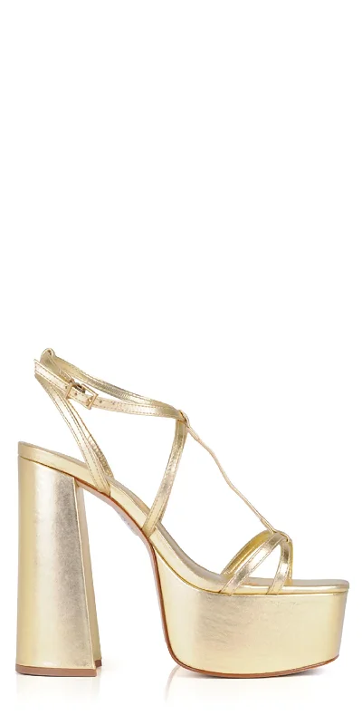 Women's forest green stiletto heel pumps for a nature - inspired lookAdriana Platform Sandals In Gold