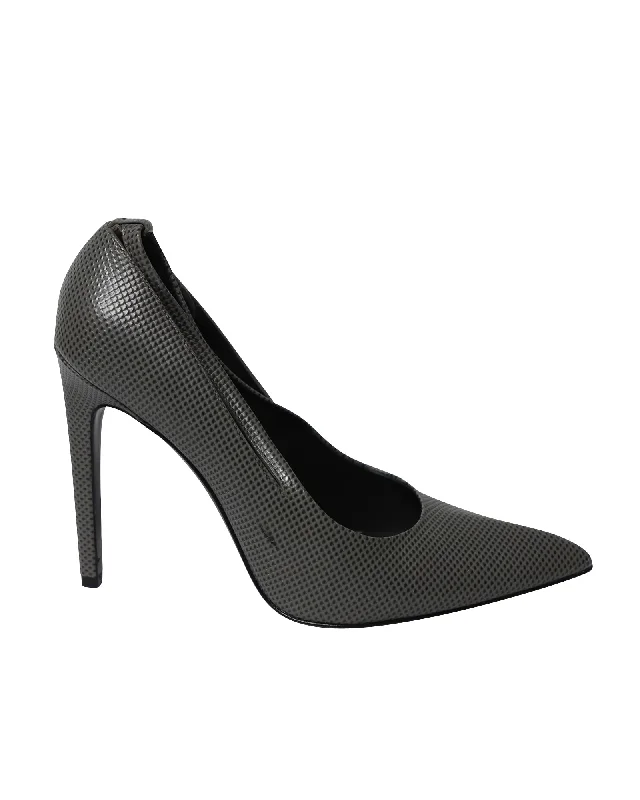 Women's hypoallergenic stiletto heel pumps for sensitive skinAlexander Wang Court Stiletto Heels in Grey Leather