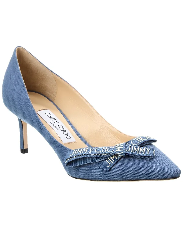 Women's pointed - toe slingback stiletto heel pumps in a peep - toe designJimmy Choo Romy 60 Linen Pump