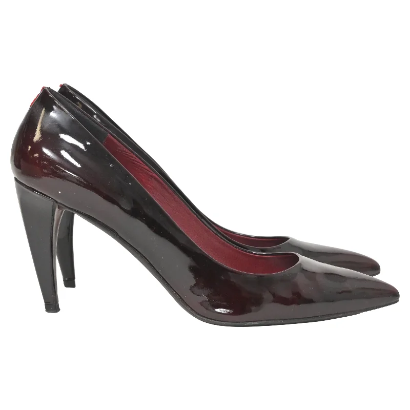 Women's strappy open - toe stiletto heel pumps with rhinestonesMiu Miu Pumps in Burgundy Patent Leather