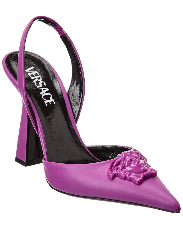 Women's red - carpet stiletto heel pumps for a glamorous eventVersace La Medusa Leather Slingback Pump