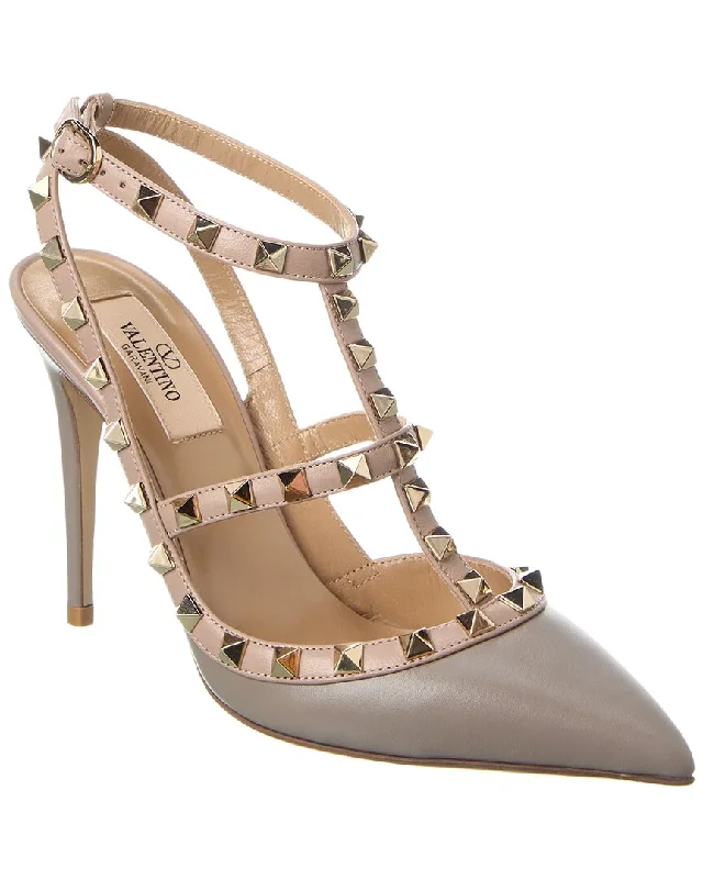 Women's studded stiletto heel pumps for an edgy lookValentino Rockstud Caged 100 Leather Pump